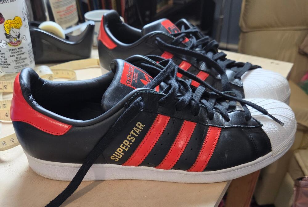 Adidas Superstar Black Bold Orange sz 13 men